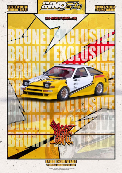 Inno64 Toyota Sprinter Trueno AE86 Brunei Exclusive Wildcard Diecast Kustom Show IN64-AE86T-BDKS24 1/64 Diecast