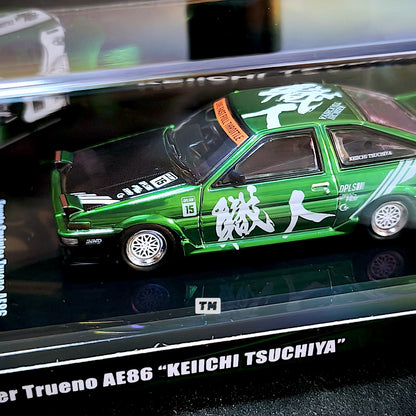 CHASE! INNO64 Toyota Sprinter Trueno AE86 KEIICHI TSUCHIYA Green Chrome IN64-AE86-KT 1/64 Diecast