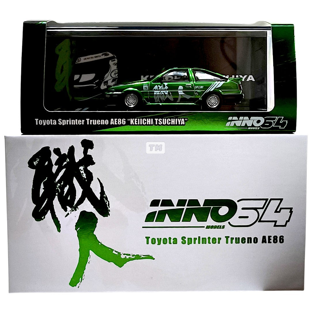 CHASE! INNO64 Toyota Sprinter Trueno AE86 KEIICHI TSUCHIYA Green Chrome IN64-AE86-KT 1/64 Diecast