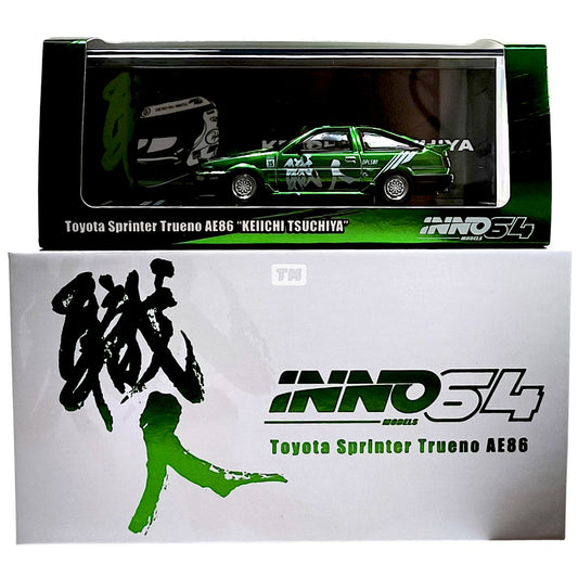 CHASE! INNO64 Toyota Sprinter Trueno AE86 KEIICHI TSUCHIYA Green Chrome IN64-AE86-KT 1/64 Diecast