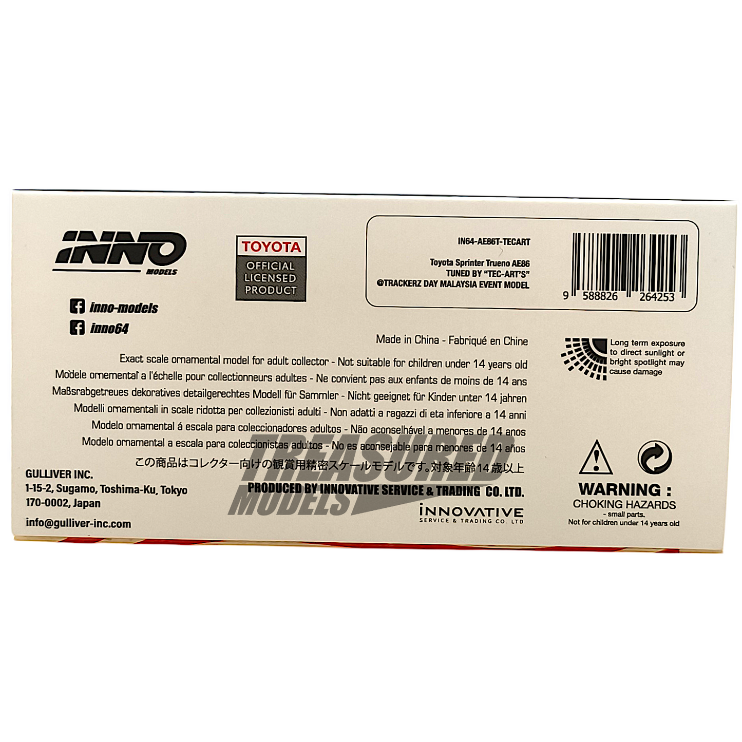 Inno64 Toyota Sprinter Trueno AE86 Tuned by Tec-Arts @Trackerz Day Malaysia Event Model IN64-AE86T-TECART 1/64 Diecast