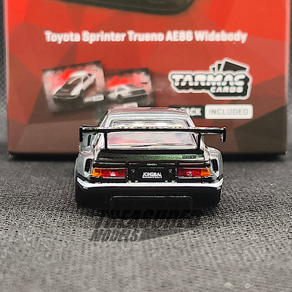 [Chase] Tarmac Works Toyota Sprinter Trueno AE86 Widebody White Black with Tarmac Cards - Designed by Jon Sibal T64G-060-WB