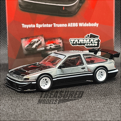 [Chase] Tarmac Works Toyota Sprinter Trueno AE86 Widebody White Black with Tarmac Cards - Designed by Jon Sibal T64G-060-WB