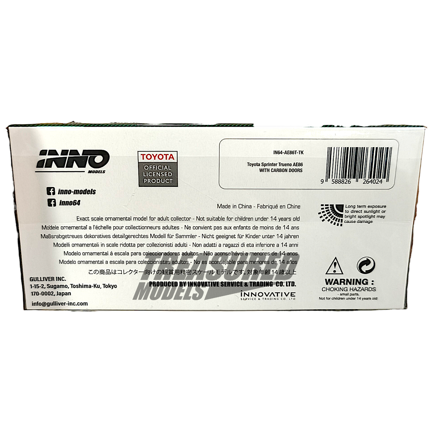 Inno64 Toyota Sprinter Trueno AE86 With Carbon Doors IN64-AE86T-TK 1/64 Diecast