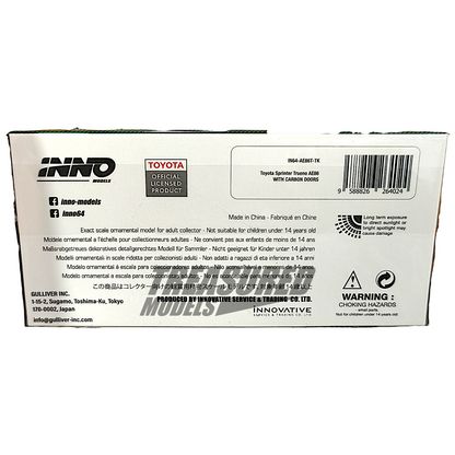 Inno64 Toyota Sprinter Trueno AE86 With Carbon Doors IN64-AE86T-TK 1/64 Diecast