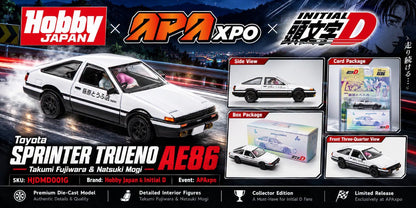 HOBBY JAPAN Toyota Sprinter Trueno Ae86 Takumi Fujiwara &Natsuki Mogi APAxpo 2026 HJDMD001G 1/64 Diecast
