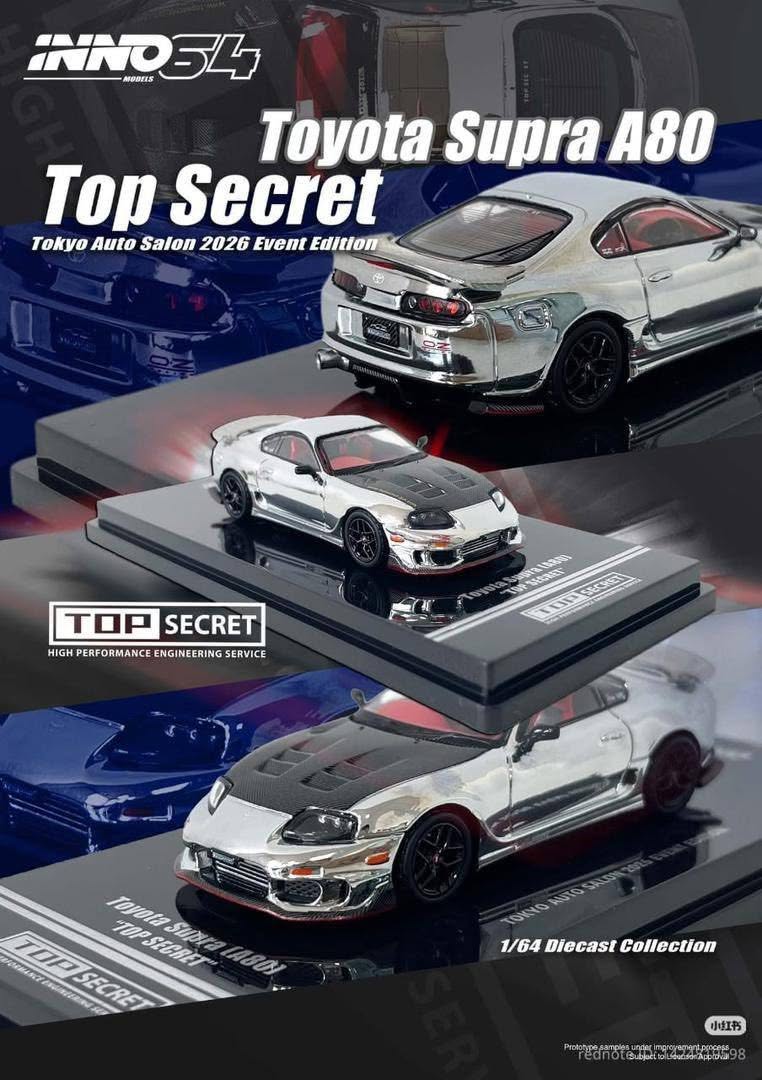 [TAS2026] Inno64 Toyota Supra A80 Top Secret Chrome Silver Tokyo Auto Salon 2026 Event Edition TAS 2026 1/64 Diecast