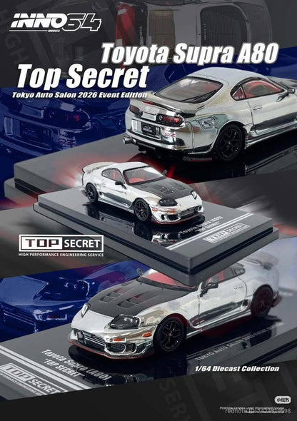 [TAS2026] Inno64 Toyota Supra A80 Top Secret Chrome Silver Tokyo Auto Salon 2026 Event Edition TAS 2026 1/64 Diecast