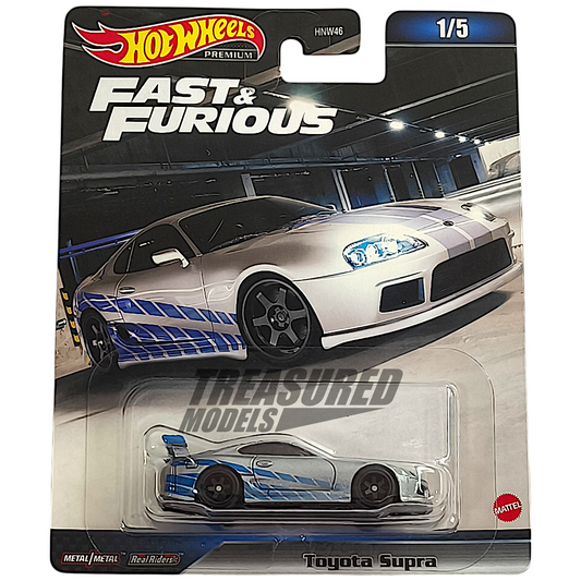 Hot Wheels Toyota Supra Metalflake Silver 2023 Premium Fast & Furious 1/64 Diecast
