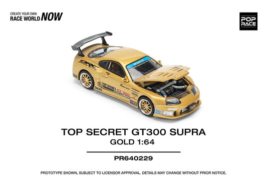 Pop Race Toyota Supra Top Secret GT300 Gold PR640229 1/64 Diecast