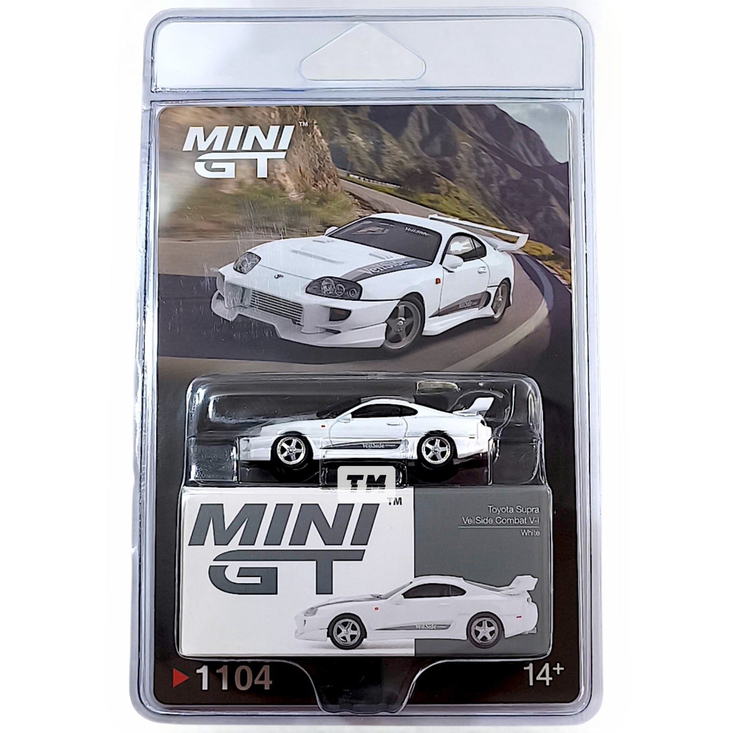 Mini GT Toyota Supra VeilSide Combat V-I White Blister Packaging MGT01104BL 1/64 Diecast