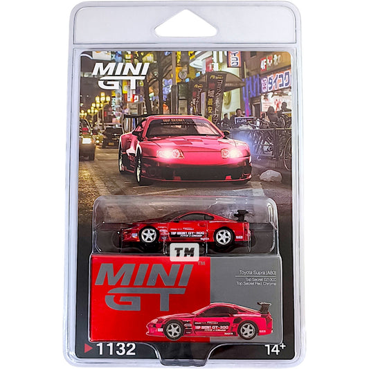 Mini GT Toyota Supra (A80) Top Secret GT-300 Top Secret Red Chrome Blister Packaging MGT01132BL 1/64 Diecast