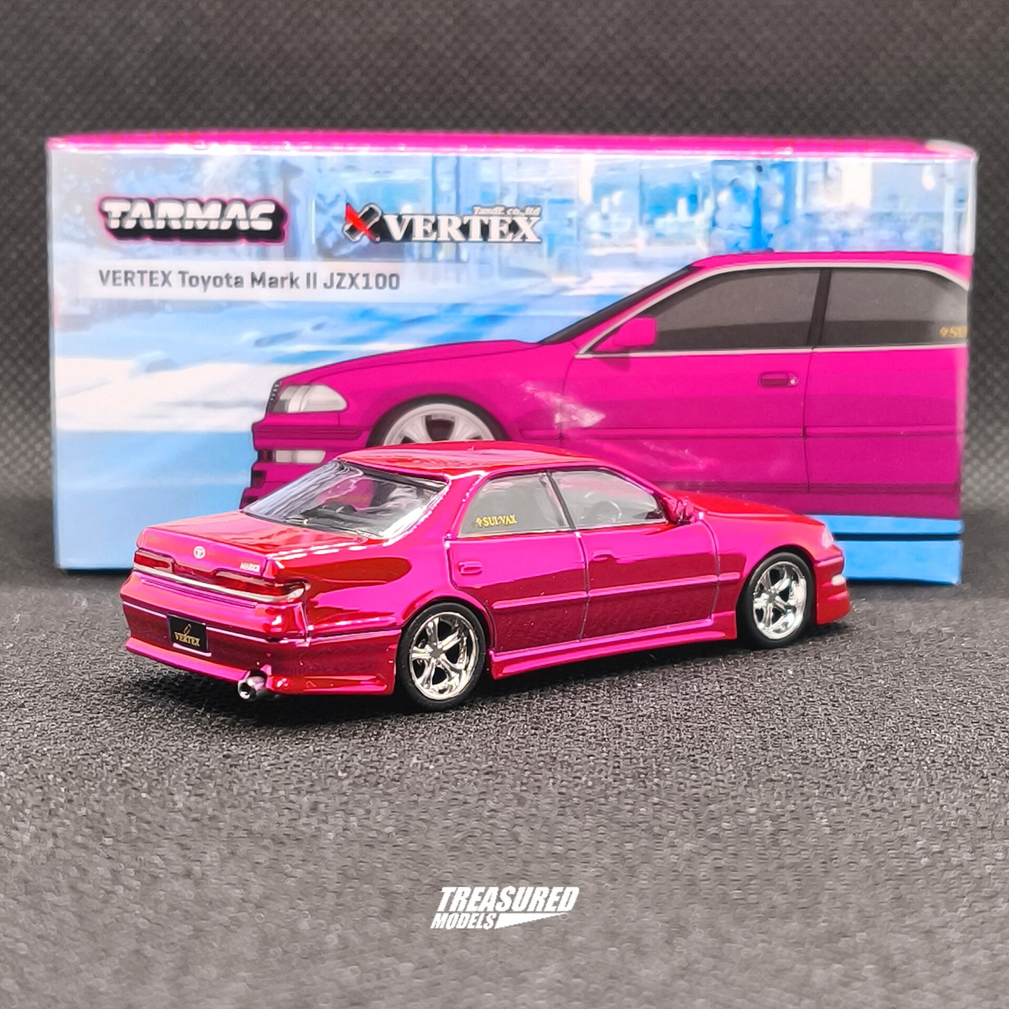 CHASE! Tarmac Works Toyota Vertex Mark II JZX100 Red Metallic Chrome Chase 1/64 Diecast