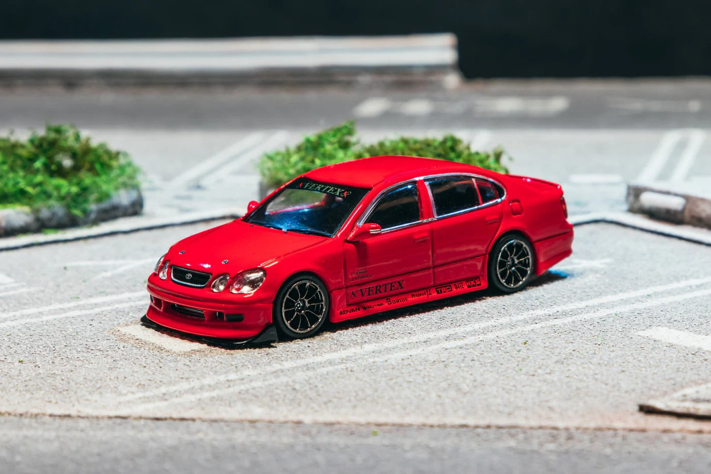 Tarmac Works VERTEX Toyota Aristo JZS161 Red with Tarmac Cards T64G-081-RE 1/64 Diecast