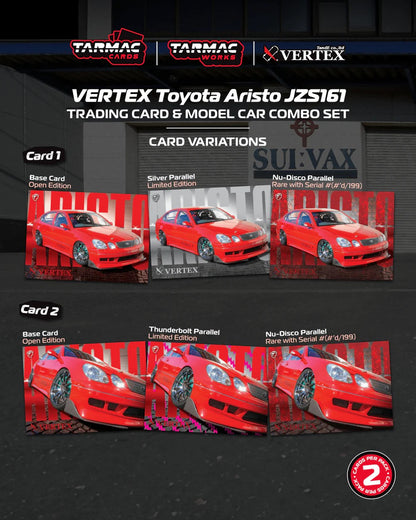 Tarmac Works VERTEX Toyota Aristo JZS161 Red with Tarmac Cards T64G-081-RE 1/64 Diecast