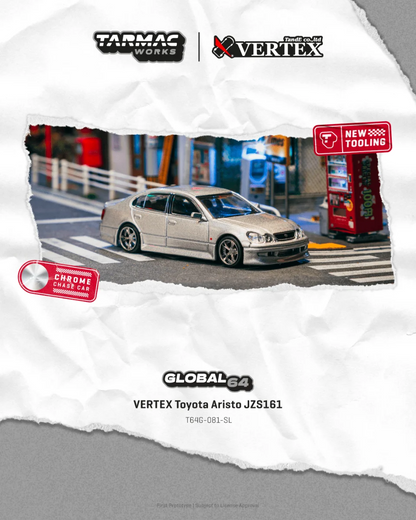 Tarmac Works VERTEX Toyota Aristo JZS161 Silver T64G-081-SL 1/64 Diecast