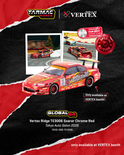 [TAS2026] Tarmac Works Vertex Ridge TE3006 Soarer Chrome Red TAS 2026 1/64 Diecast