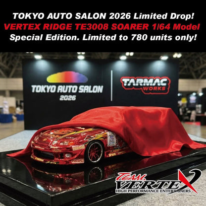 [TAS2026] Tarmac Works Vertex Ridge TE3006 Soarer Chrome Red TAS 2026 1/64 Diecast
