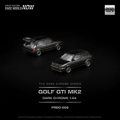 [Pre-Order] Pop Race Volkswagen Golf GTI MK2 Dark Chrome PRDC006 1/64 Diecast