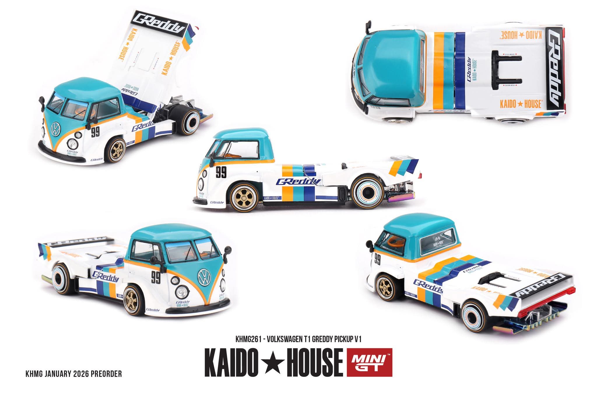Pre-Order] Kaido House Volkswagen T1 Greddy PickUp V1 KHMG261 1/64