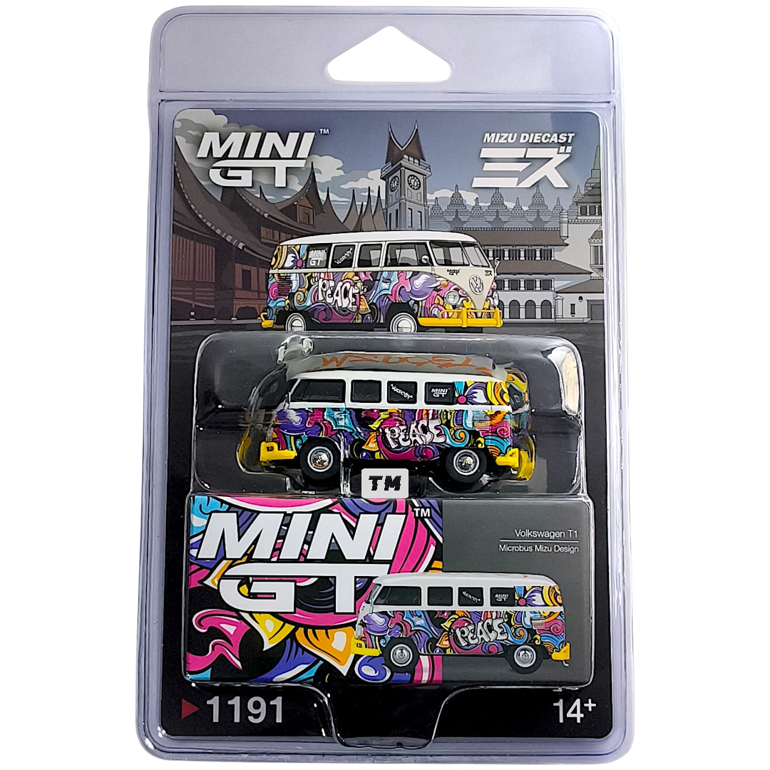 Mini GT Volkswagen T1 Microbus Mizu Design Blister Packaging MGT01191-BL 1/64 Diecast