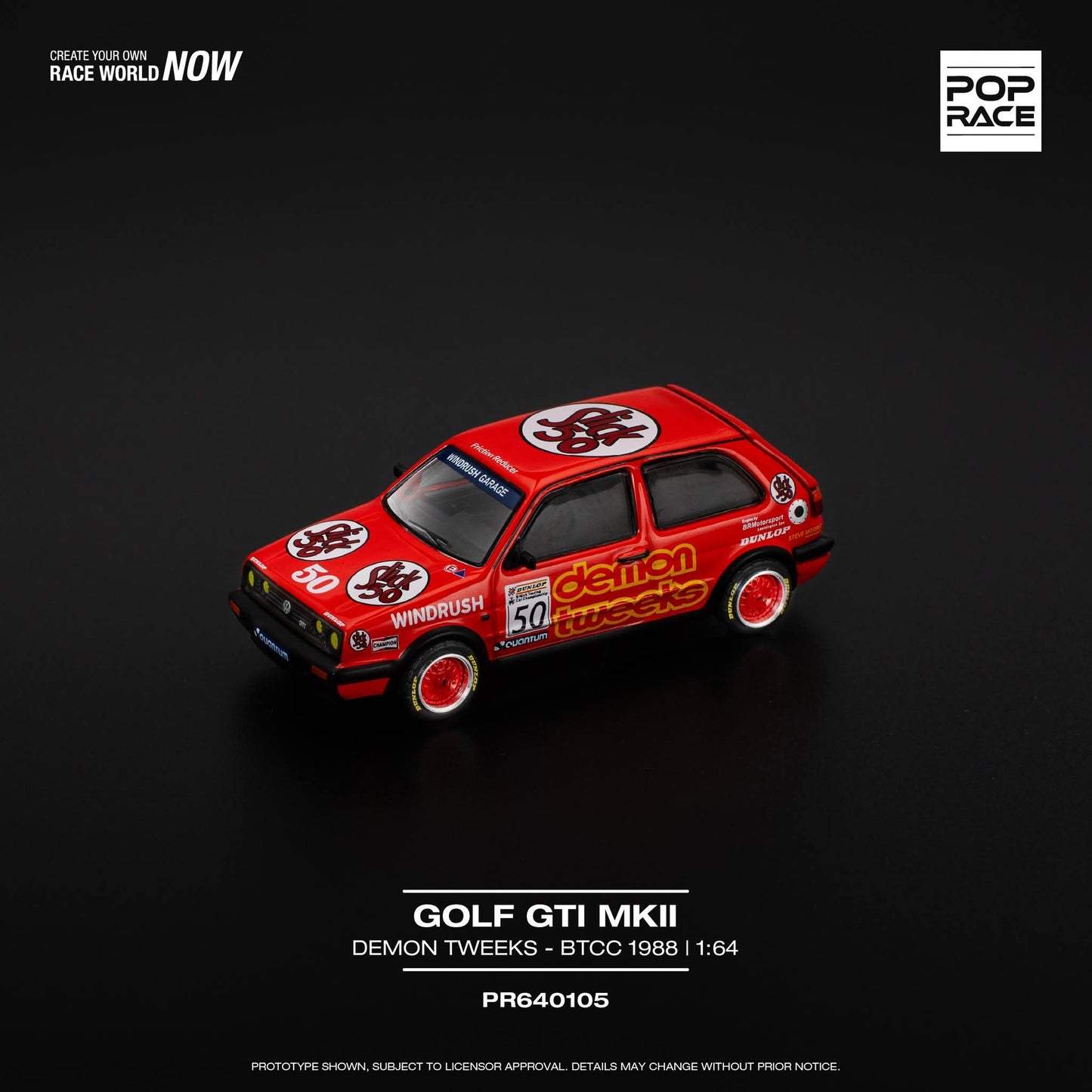 Pop Race Volkswagen Golf GTI MK2 Golf Team Demon Tweeks BTCC 1988 PR640105 1/64 Diecast