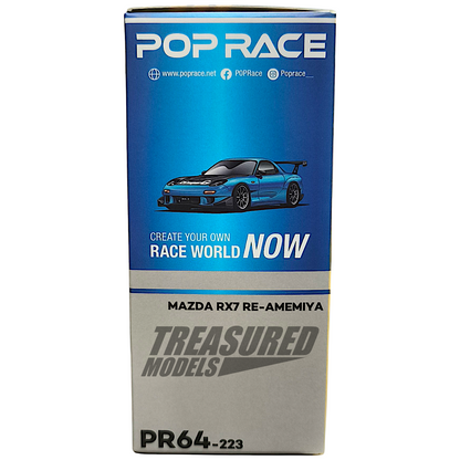 Pop Race Mazda RX7 RE-Amemiya Widebody Blue Chrome PR640223 1/64 Diecast