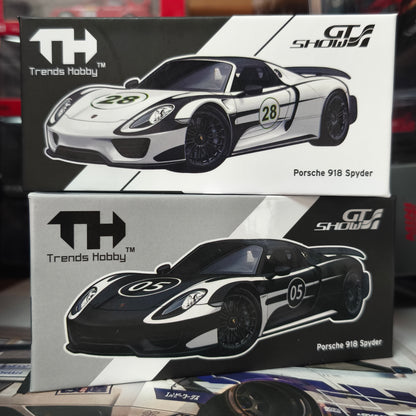 Trends Hobby 2pcs Set Black & White Porsche 918 Spyder GT Show 2026 China 1/64 Diecast